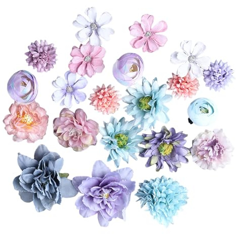 21 Pièces Barrette Fleur Artificielle Pince à Cheveux Bohême Hair Clips, été Barettes Cheveux Bebe Fille, Rouge Pince Crocodile Cheveux, Accessoires de Coiffure (Bleu Violet)