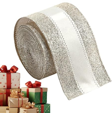 Lpoppcx Cintas de Navidad - Tira Decorativa De 198 Centímetros | Listón Navideño de Color Champán | para Envolver Regalos Navideños Decorar Árboles Hacer Lazos Coronas y Ramos de Flores