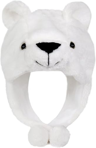 DIELIANHUA Gorro Orejas Que Oso Polar Animales Peluche Sombrero Oreja Lindo y Divertido Juguete Disfraz de Cosplay para Niñas Niños Adultos Halloween Navidad Carnaval Cumpleaños Fiestas Regalo