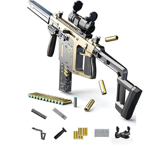 Shell-Ejecting Soft Bullet Toy Gun, 72cm Manual Foam Launcher with Magnifying Scope, Colour-Changing Design for Children and Teenagers (Sand color)