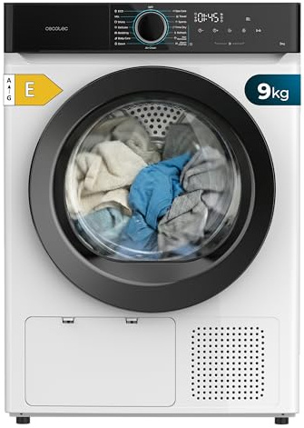 Cecotec Secadora Bomba de Calor 9Kg Bolero Dresscode Dry 9180. 650W, Clase E (Antigua A++), Bajo Consumo, 15 programas, 3 Niveles de Secado, SpaCare, Antiarrugas, Accesorio para Zapatos, Blanco