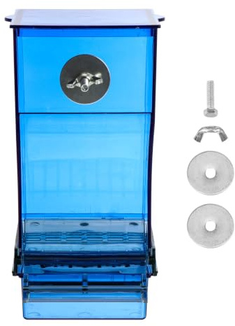 MAGICLULU Comedero Automático para Loros y Pájaros Diseño Práctico y Capacidad Grande, Alimentador de Acrílico Azul para Mascotas en Forma Curva