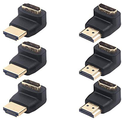 VCE 6 Unidades Adapatador HDMI con Ángulo de 90 y 270 Grados Macho a Hembra Compatible con 3D y 4K