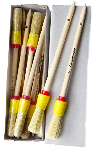 ROTIX-93121 12 Stück Ringpinsel Ø 20 mm Größe 2 Handwerkerqualität Rundpinsel Lackierpinsel helle Borste