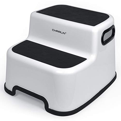Tritthocker für Kinder – Chairlin Zweistufiger Tritt-Schemel Kinderschemel, Hocker für Kinder, Töpfchen Baby Trittschemel, Kleinkind Tritthocker, Anti-Rutsch (schwarz)