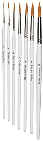 Panduro Runde Feine Pinselset 7er-Packung zum Malen - Detailpinsel Set für Aquarell, Acryl & Ölfarben - geeignet für Anfänger, Profis, Künstler, Studenten, Schule