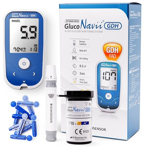 GlucoNavii Blood Glucose Monitor | Diabetes Monitoring Meter Tester | Blood Sugar Testing Kit with Strips, Lancets | mg/dl