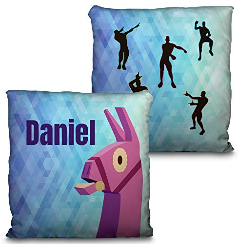 LolaPix Benutzerdefiniertes quadratisches Kissen mit Namen. Geschenk für Fans, einzigartig, originell und exklusiv. Premium Qualität Verschiedene Größen zur Auswahl. Füllung inklusive. FORTNITE