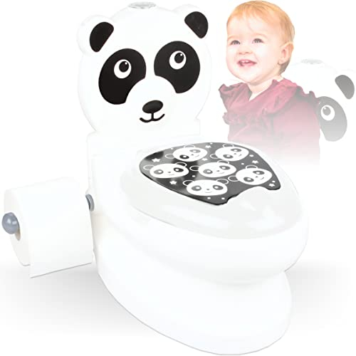 Toilette für Kleinkinder erste Kindertoilette leuchtende Spültaste und Spülgeräusch Ideal für Kinder Toiletten - Training (Panda)
