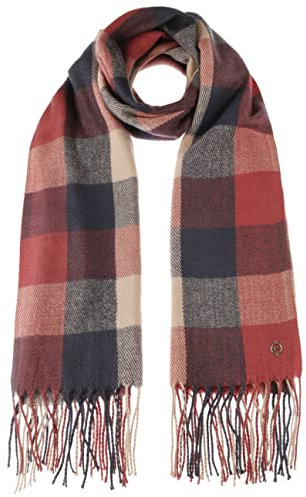 Tamaris Bristol Check Damenschal Schal Winterschal Fransenschal Damen - mit Fransen Winter Herbst-Winter - One Size himbeerrot