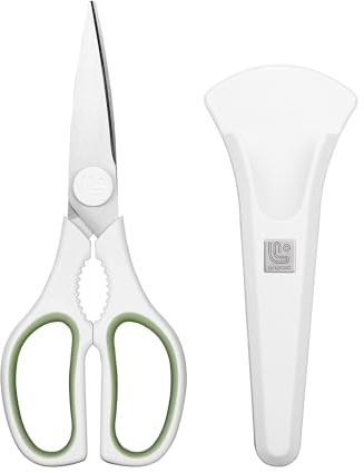 Linoroso Forbici da cucina con supporto magnetico forbici universali ad ultrasuoni per la cottura taglio in acciaio inox forbici da cucina per carne pollame pesce pollo pizza verdure erbe barbecue