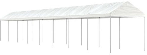Gecheer Vitt taklusthus 17,84 x 2,28 x 2,69 m i polyeten, utomhuslusthus, pergola lusthus med duk, paviljong, festtält, grillpaviljong, #10