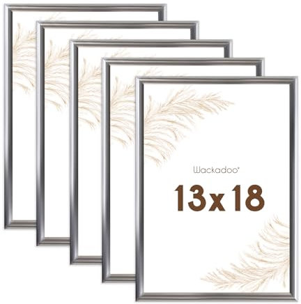Wackadoo Bilderrahmen 13x18 Silber 5er Set Fotowand Fotorahmen mit Glasscheibe Kunststoff Picture frame