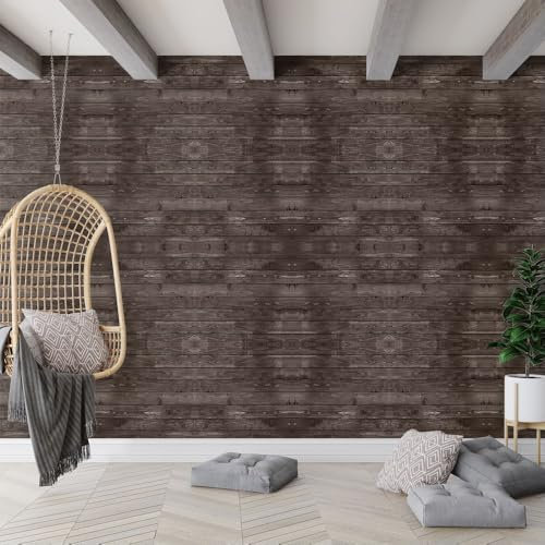 Fchen art Carta da parati ruvida marrone scuro con venature del legno nero noce strutturato Peel and Stick Wallpaper Design opaco ispessito autoadesivo impermeabile adesivo per mobili in vinile
