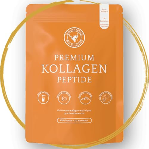 Collagene Polvere [450 g] – Da pascolo svizzero – Idrolizzato di collagene puro – Tipo 1 & 3 Peptidi – 2000 Dalton – Neutro – Senza additivi – Imbottito in Germania