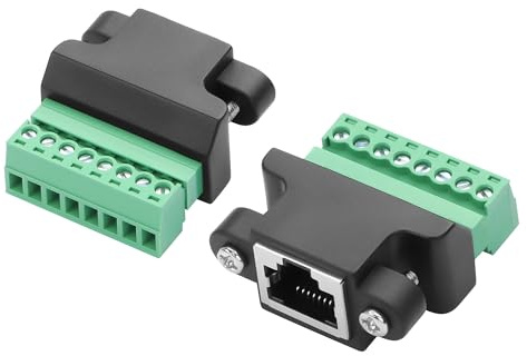 GINTOOYUN 2 Pcs RJ45 Panel Mount Adapter RJ45/8P 8C Female Plug to 8-Pin Detachable Screw Terminal Adapter with Panel Mount Screw for Desktop Computers,Digital DVRs etc