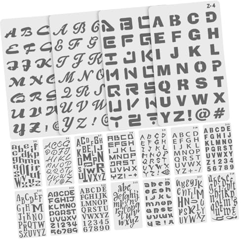 LOLIPPYY 20 pièces Pochoirs Lettres Plastique Réutilisables Gabarits Précis pour Peinture Dessin et Scrapbooking DIY Modèles Lettres et Symboles Lavables pour Artisanat et Décoration