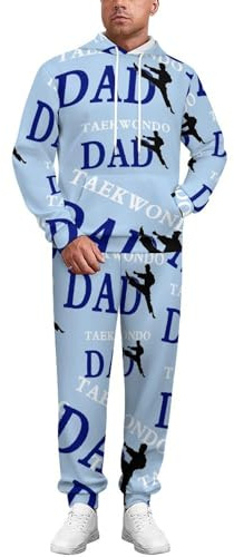 Taekwondo Dad Sweatsuits for Women Men Hoodies Pullover Tracksuit Set Lounge Sets Outfits M