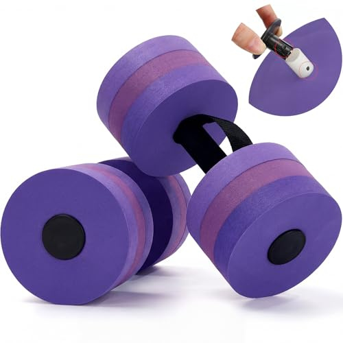 Soulchen Pool Exercise Equipment Water Dumbbells Pool Resistance Aerobic Weights EVA Foam Dumbbell with Handle Strip for Aqua Therapy Water Aerobics Weight Loss Fitness(Mixed Purple,Heavy)