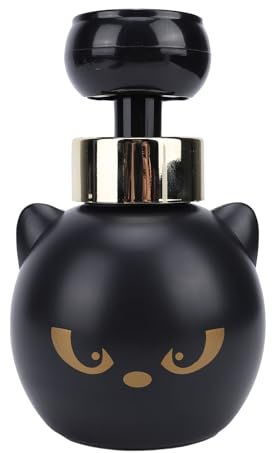 KELFEEAO Dispenser di Sapone in Schiuma per Gatti Simpatico, Dispenser di Sapone per Mani in Plastica Nera Ricaricabile con Pompa per Schiuma Bottiglia per Casa, Salone e Bagno
