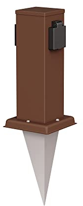 ledscom.de Portalámpara de jardín Polly con piqueta de Tierra para Exteriores, IP44, 2 Conectores, marrón, Cuadrada, 27cm