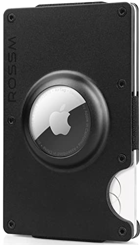 ROSSM Airtag Geldbörse mit RFID-Schutz - Kartenetui Herren aus Kohlefaser und Metall mit Geldklammer und Gummiband - RFID Geldbeutel Herren- Slim Wallet for Men