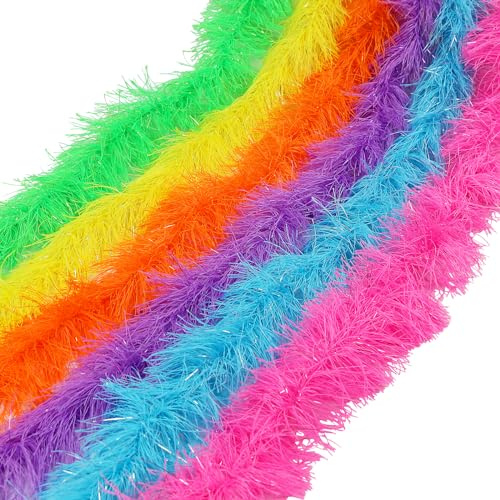 LACGO Feather Boas Fluffy Boa Decorations Fancy Dress for Women Fancy Costume for Girls Dress up Dancing, 6-Multicolore, Pack of 6 Feather Boas