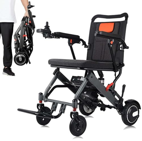 Elektrischer Rollstuhl (Nur 15kg) Faltbar Leicht Elektrorollstuhl, Rollstuhl Elektrisch für Erwachsene Ältere Behinderte, Tragbarer Faltbarer Rollstuhl mit Elektroantrieb, Sitz 42 cm, 150 Kg