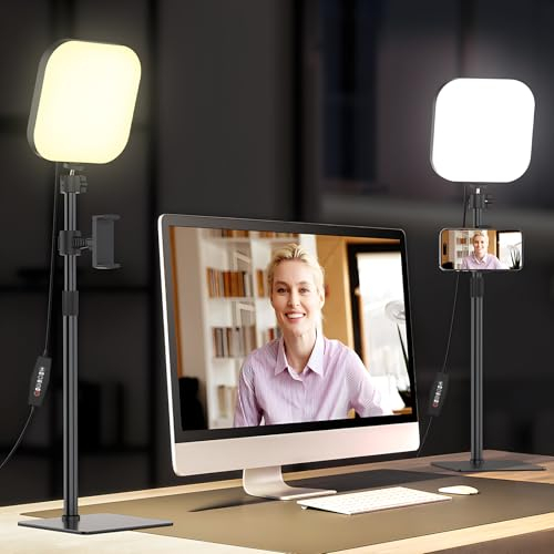 Mojimdo Video Conferencia de Iluminación, 180 LED Webcam Luz con 3 Colores y 5 Brillos para la grabación de vídeo, Zoom de luz con Soporte de teléfono para el Ordenador portátil de reuniones en línea