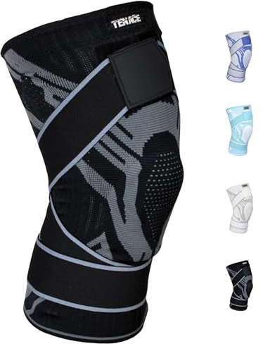 Tenace Rodillera BJJ con Estabilizadores Laterales y Gel – Rodillera para Jiu Jitsu, Grappling, MMA, Wrestling, Judo y Muay Thai – Compresión, Sujeción y Protección de Rodilla (1, Negro, XX-Large)
