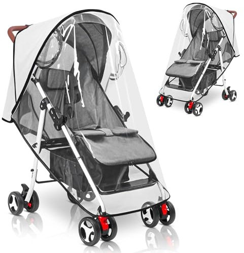 HOTUT Regenverdeck für Kinderwagen,Universal Regenschutz Buggy,Gute Luftzirkulation,Kinderwagen Regenhaube für Wasserdicht, Winddicht,Sonne,Schadstofffrei,Transparent