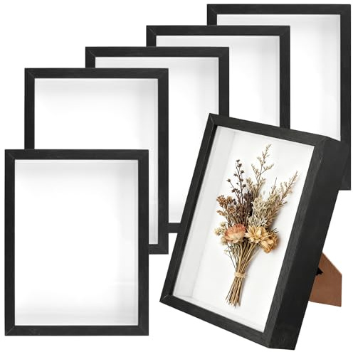 CHIHEUNG 6PCS Shadow Box Frame, Deep Box Frames, 3D Wooden Picture Frame for Dried Flowers, Memorabilia, Medals and Photos Display, 22x17 cm