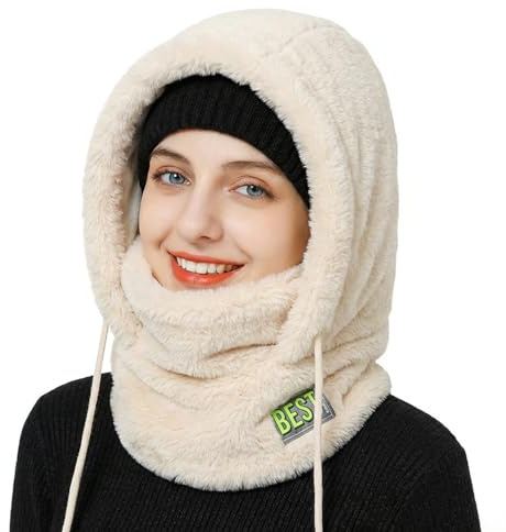 AYPOW Cagoule d'hiver en Polaire Chaud Homme Femme, Multifonction Masque de Ski Bonnet Coupe-Vent Thermique, Balaclava Chapeau à Capuche avec Cache-Cou Echarpe pour Ski Vélo Ski Moto Cyclisme