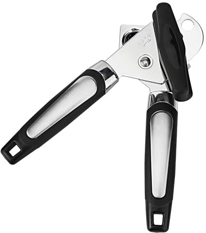 Hisdricus burköppnare manuell, konservöppnare av rostfritt stål, burköppnare med flasköppnare och ergonomisk knopp, kan öppnare för äldre