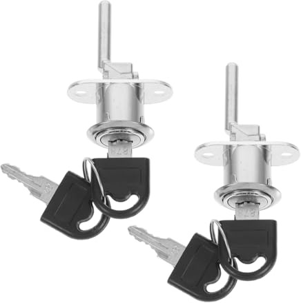 Ipetboom Lot de 2 Serrures Métalliques à Clé pour Tiroirs de Bureau, Triple Verrouillage Sécurisé, Compatible Armoires et Meubles, Finition Argentée, Système de Sécurité Renforcé