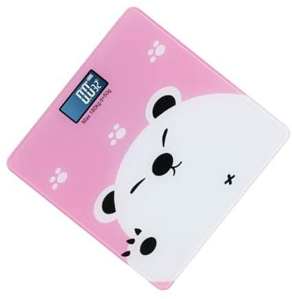 BIUDECO Báscula Electrónica Digital para Bebés y Mascotas Detector de Temperatura Interior, Pantalla Lcd Grande, Capacidad hasta 180 Kg, Color Rosa Diseño de Oso, Uso Multifuncional