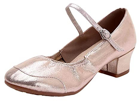 Kvinnor Mary Jane-skor klassiska ankelrem tjocka lågklackade pumpar, Rosa guld, 39.5 EU | Klassisk Mary Jane blockklackar justerbar spännrem för kvinnor kontorskläder ger stabil komfort