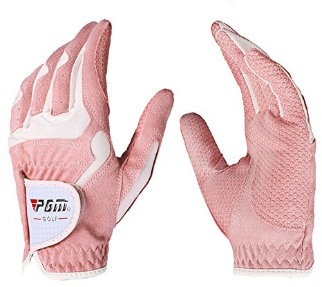 PGM Paire de gants de golf pour femme, système de prise en main amélioré, frais et confortables, rose/blanc, m