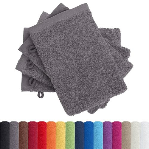 AR Line 4er Pack zum Sparpreis, Frottier Handtuch-Serie - in 7 Größen und 16 Farben 100% Baumwolle 500 g/m², 4er Pack Waschlappen (15x21 cm) in Anthrazit-Grau
