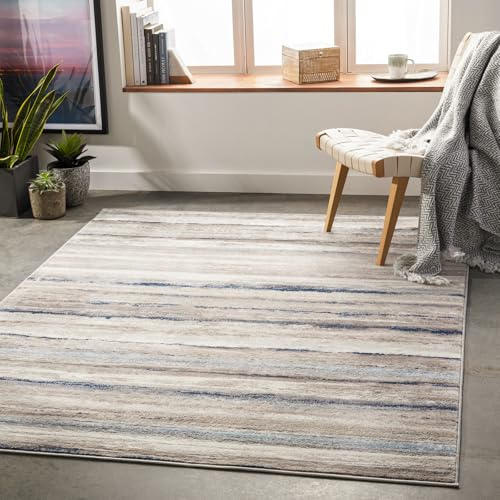 Livabliss Bruges Tapis Moderne Abstrait - Tapis Salon, Salle à Manger, Chambre Adulte et Ado, Cuisine - Design Marbre Moucheté Multicolore, Poil Ras Doux 160x216 cm - Gris, Bleu, Blanc Cassé