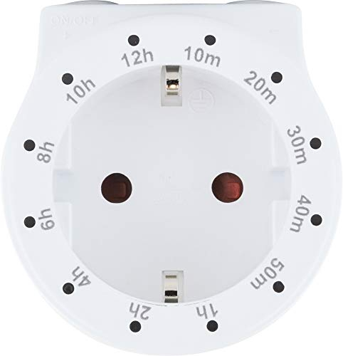 SCHWAIGER 661569 Temporizador de Cuenta atrás Interruptor horario intermedio Toma de Corriente Temporizador diurno 12 ajustes horarios Interruptor Reloj analógico 2 Botones Blanco