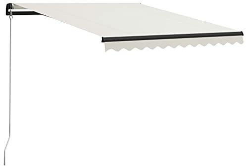Toldo cofre para balcón, protección solar con manivela, resistente a los rayos UV, disponible en una variedad de colores y tamaños, retráctil, 300 x 250 cm, color crema