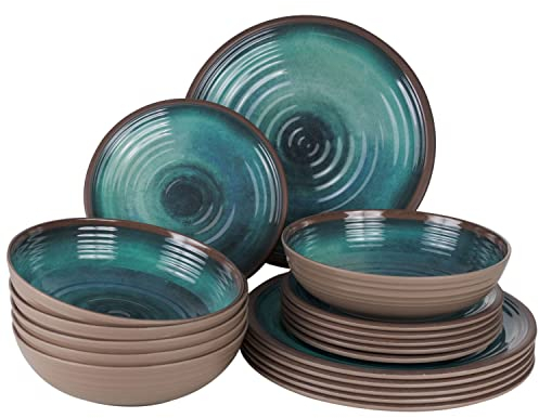 Melamin Campinggeschirr für 6 Personen 18 Teile - in- Geschirrset - Camping Geschirr