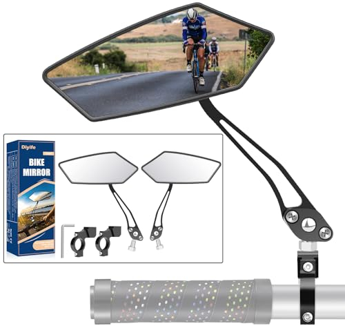 Diyife Fahrradspiegel für Lenker [Set] Große HD Echtglas Fahrrad Spiegel, 360° Drehbar Einklappbar Rückspiegel, Schlagfestes & Langlebig, Mit Inbusschlüssel, für Fahrrad, E Bike, EScooter