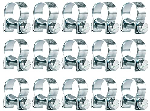 15 Pièces Collier de Serrage Acier Galvanisé 12-14mm Colliers Serrage Collier Durite Réglables pour Pince Collier Echappement Tuyau de Carburant