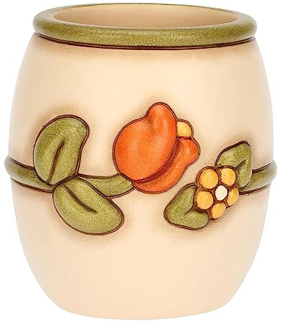 THUN - Portapenne da Scrivania in Ceramica Decorata a Mano con Tulipano, Linea Country, 10x10x10.6 cm h