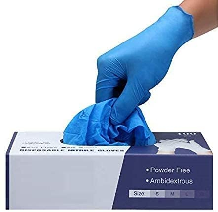 Surgicals Powder Free Nitrile Gloves, Food Grade, Hand Disposable Gloves - 100 Count - Blue (100, Large)
