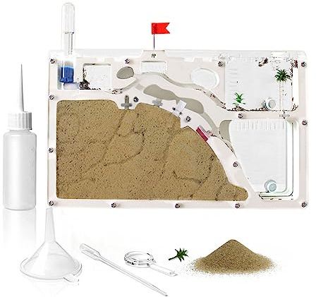 ELNMLHT Ant Farm Castle, Ant Farms with Yellow Sand and Tool Kit, Ant Colony Observation Kit, Ant Viewing Habitat Science Kit, Educational & Learning Science Kit for Kids, Adults, Student