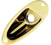 Guyker Guitar Oval Curved Metal Jack Plate, Boat Shape Input Jackplate Socket Ferrule Output for Electric Guitar Bass Replacement Parts, HJ001 gold