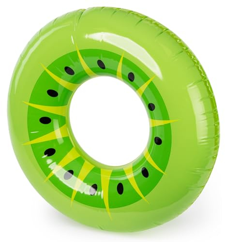 SPLASH! Anillo de natación Inflable de 90 cm, Flotador de Piscina de PVC Duradero para Adultos y niños, soporta hasta 80 kg, Certificado Seguro, diversión de Verano (Kiwi)